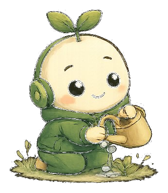 Melo tending sprouts